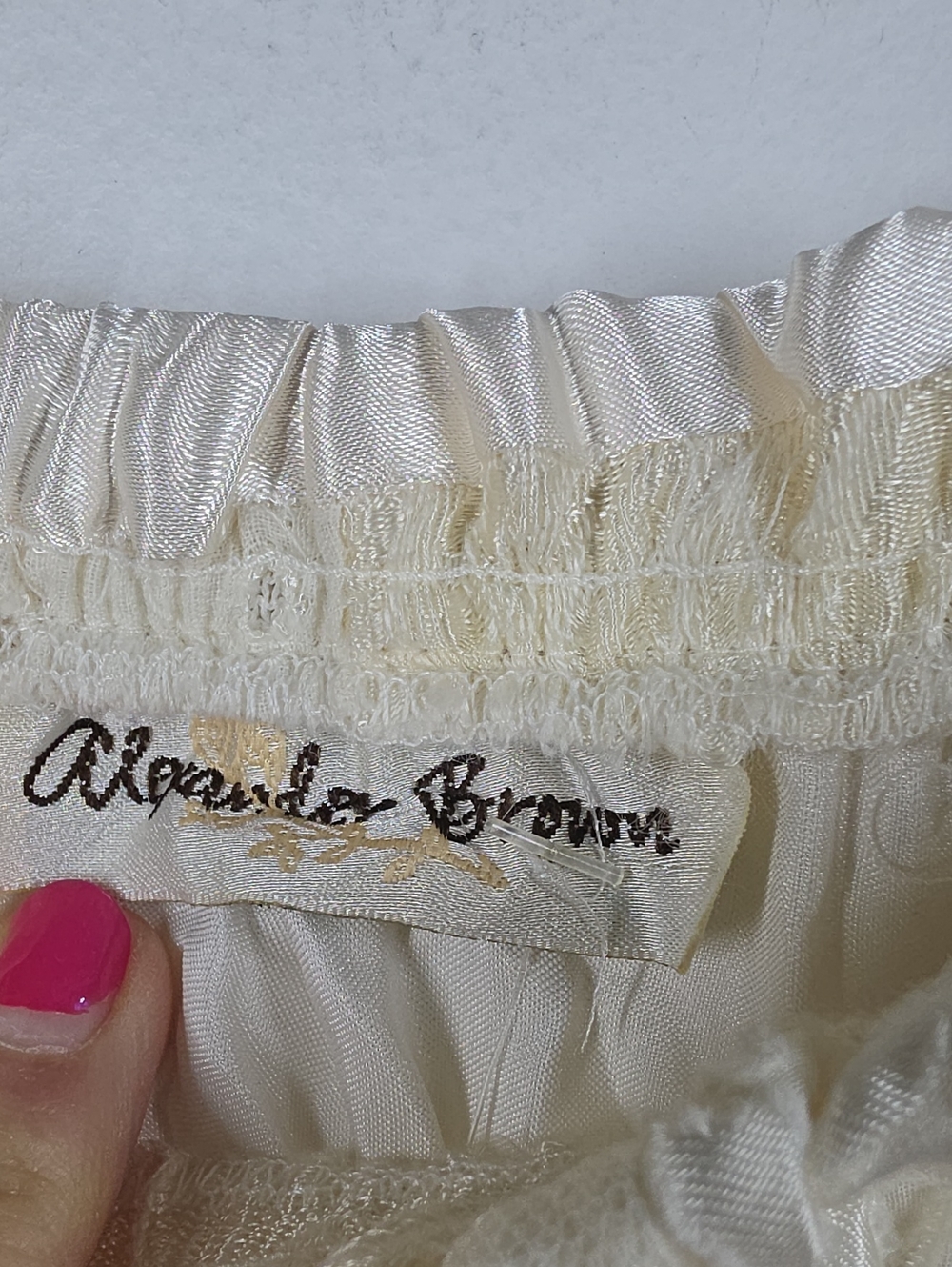 Vintage Alexander Brown Cream Patchwork Lace Tiered Maxi Skirt OS NWT - Picture 3 of 9